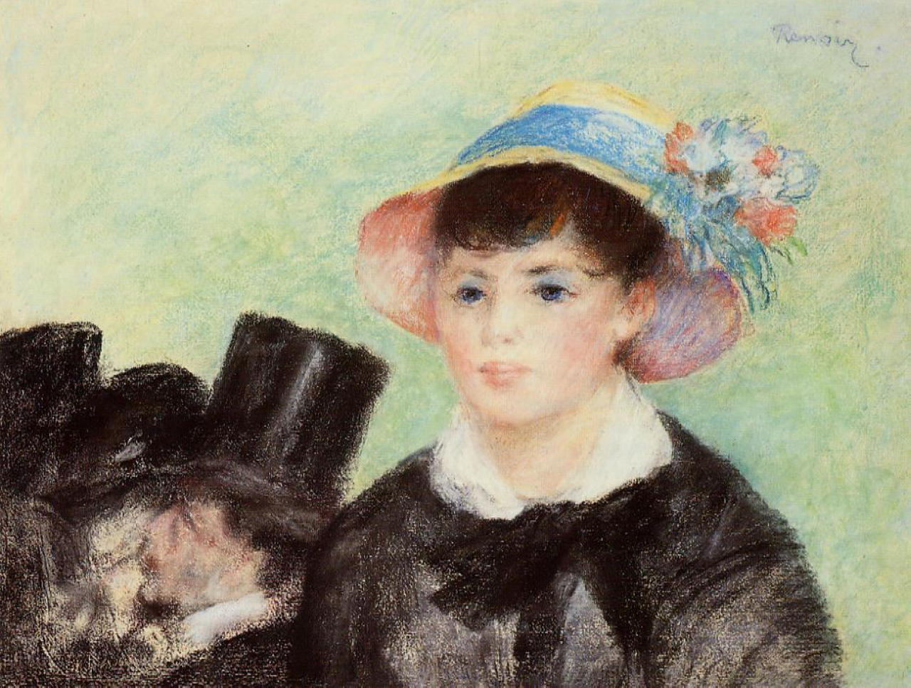 Young woman in a straw hat 1877
